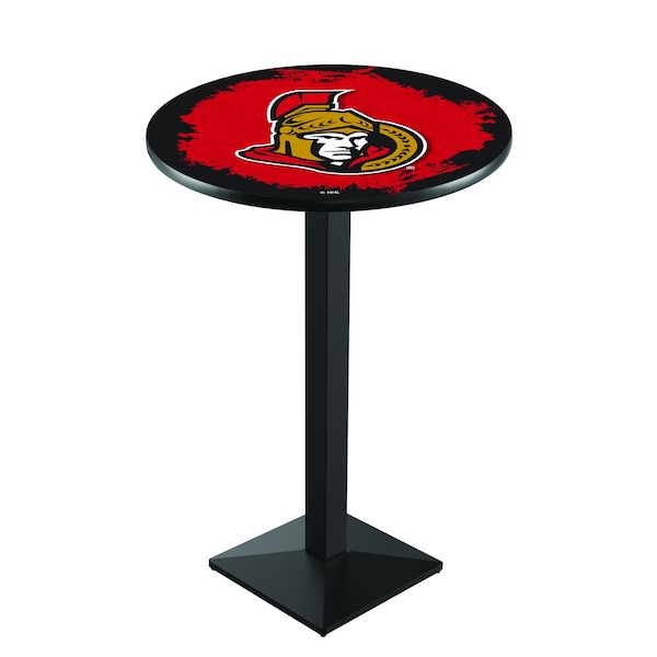 Holland Bar Stool Co 36" Blk Wrinkle Ottawa Senators Pub Table L217B3628OttSen - main